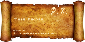 Preis Kadosa névjegykártya